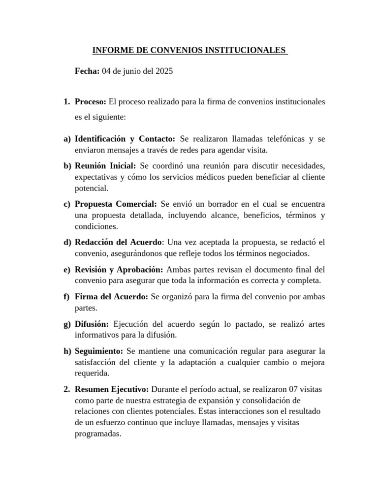 Informe de Convenios Institucionales 2025 | PDF