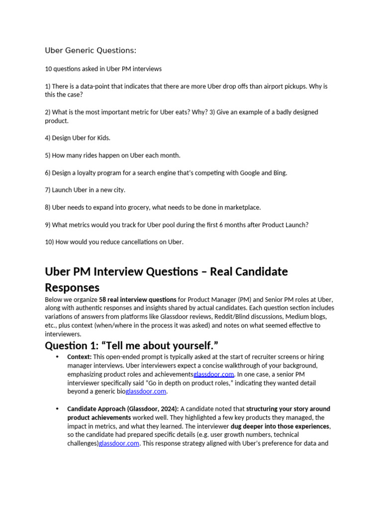 Uber Generic Questions | PDF | Pricing | Grocery Store