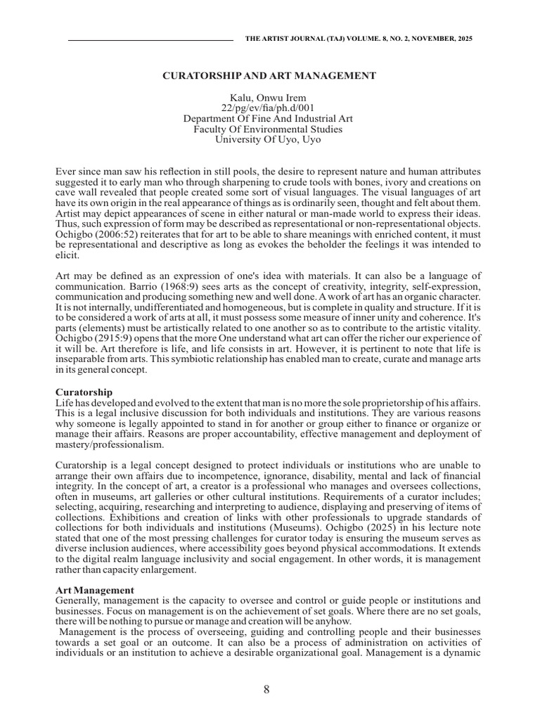 Curatorship and Art Management Insights | PDF | Leadership ...