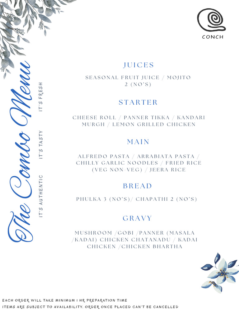 Moonlight Dinner Combo Menu | PDF