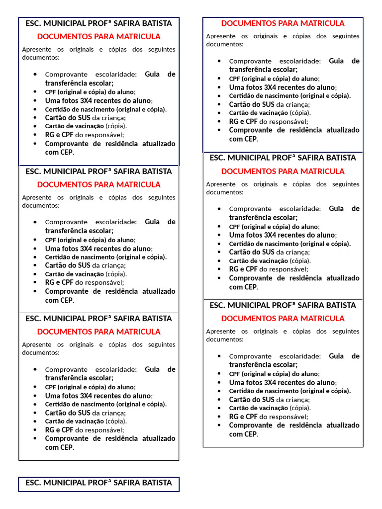Documentos Necessários para Matrícula | PDF | Aplicações de ...