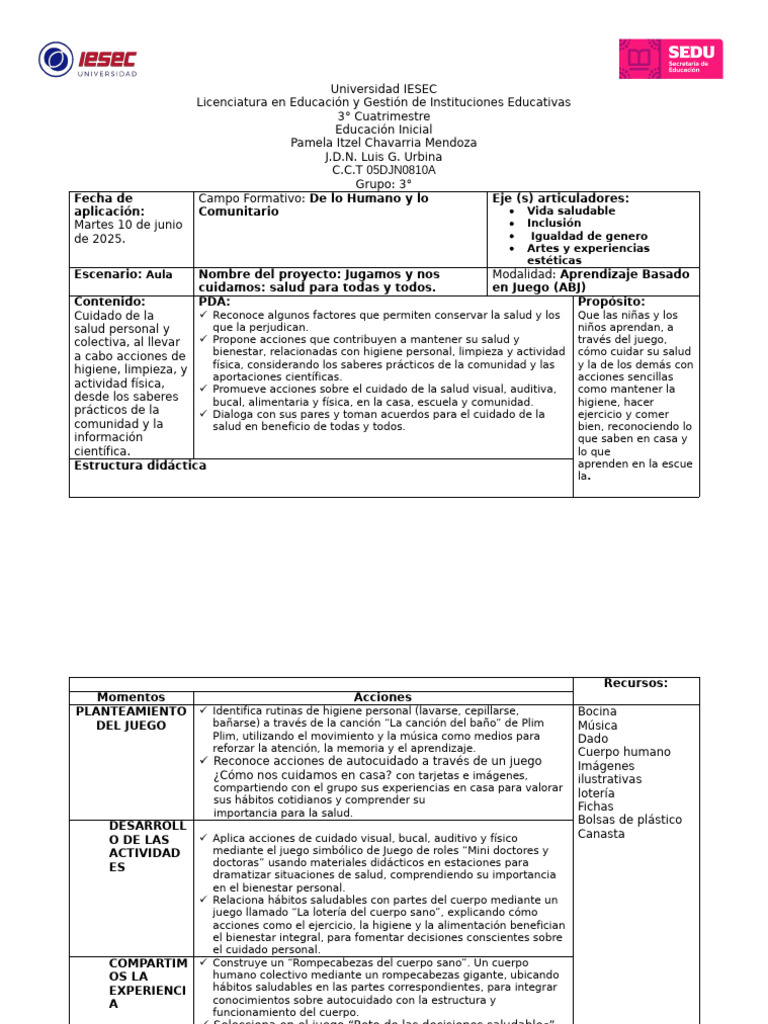 Planeacion Ed. Inicial Martes 10 de Junio de 2025 Corregida | PDF ...