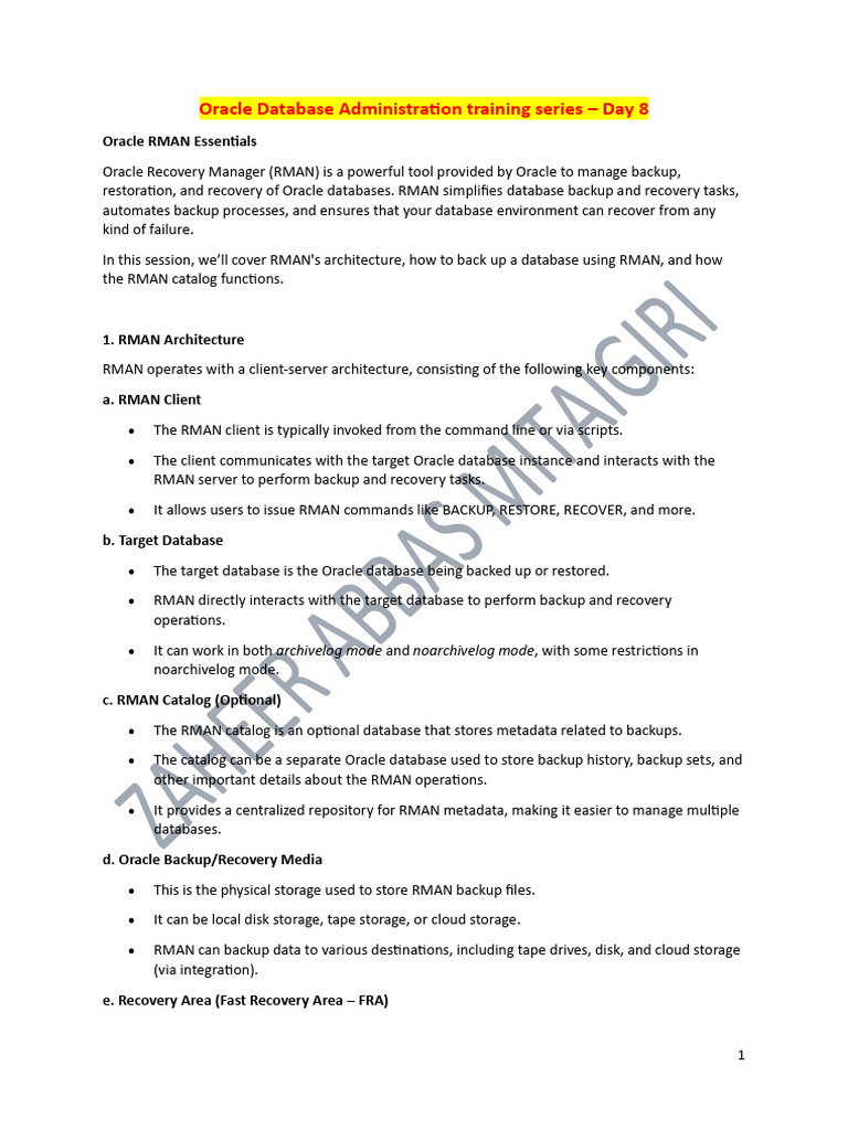 Oracle RMAN Backup Essentials Guide | PDF | Backup | Databases