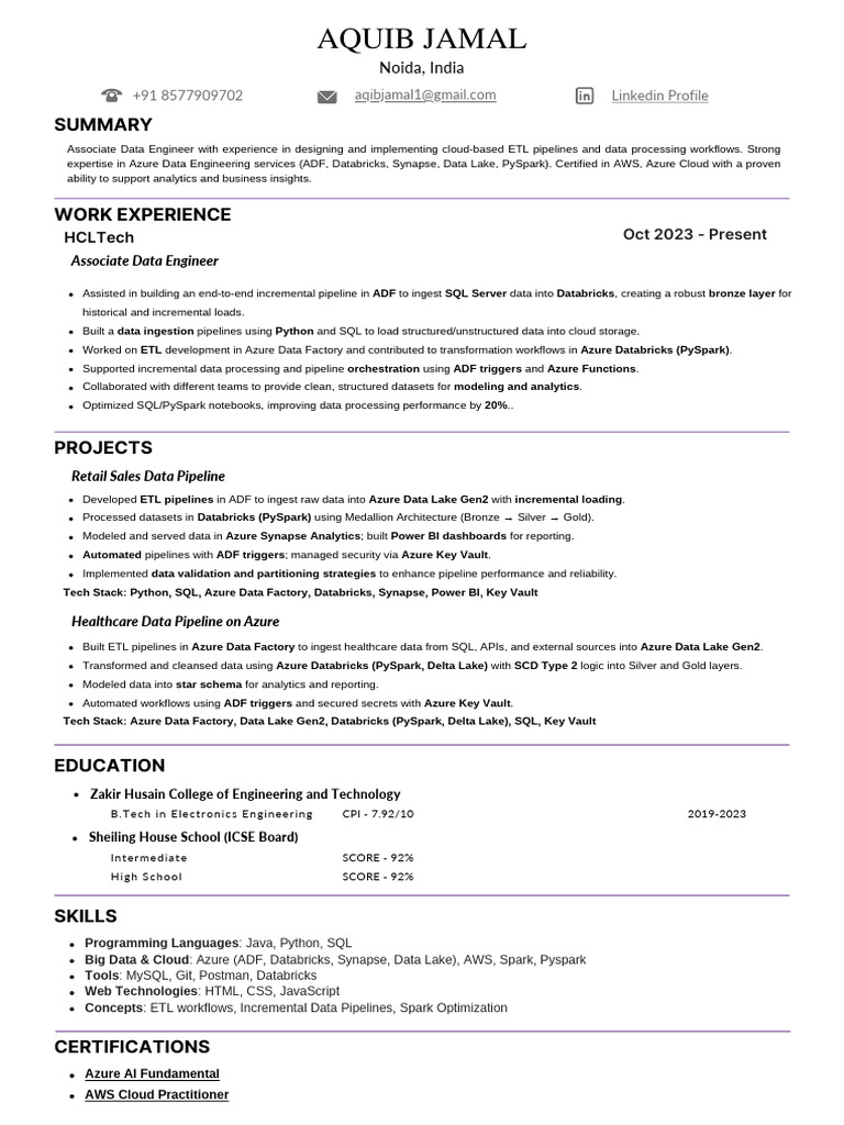 Associate Data Engineer - Azure ETL Expert | PDF | Apache Spark ...