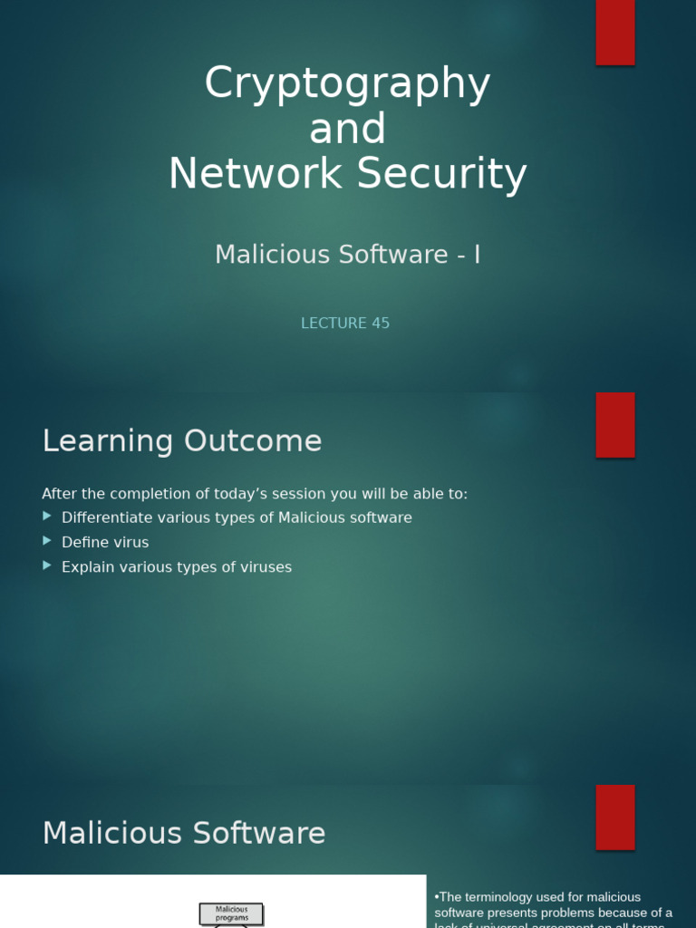 Lecture 45 - Malicious Softwares - I | PDF | Computer Virus | Malware