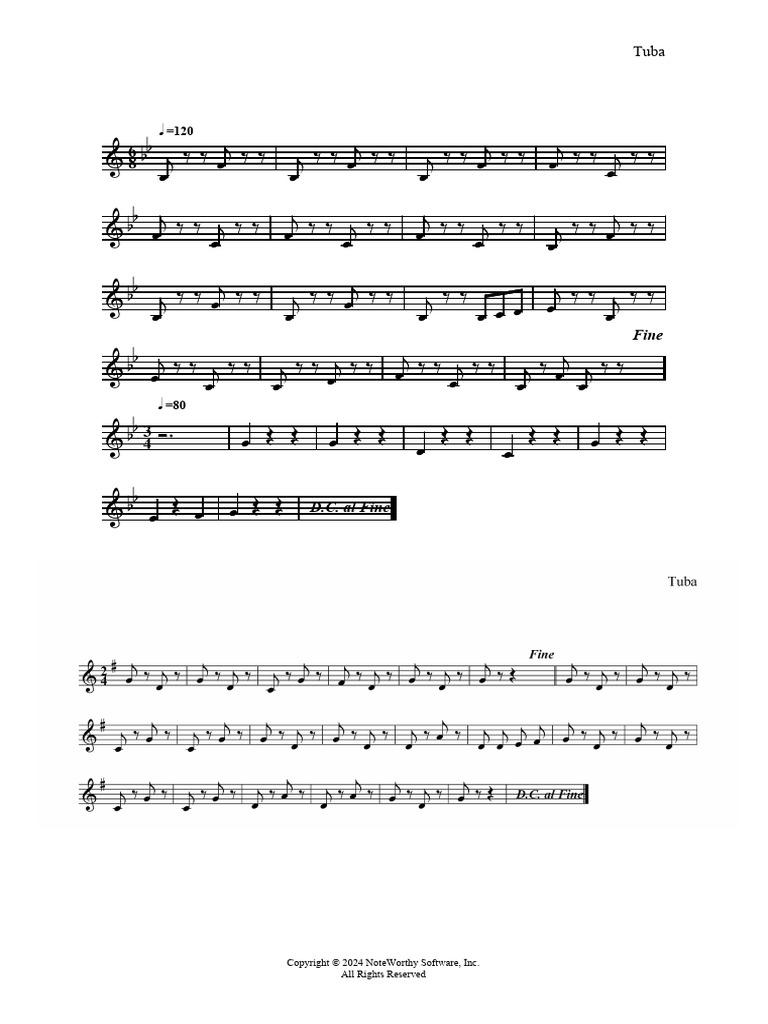 Tuba Sheet Music Notation Guide | PDF