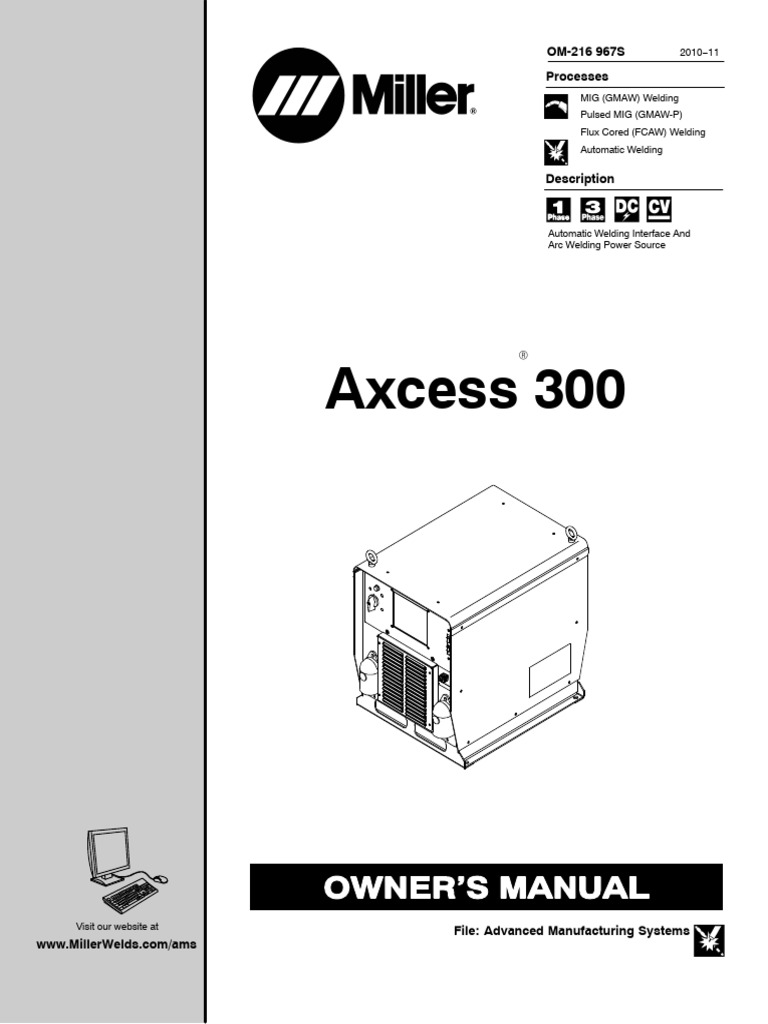Miller Axcess 300 Welding Manual | PDF | Welding | Construction