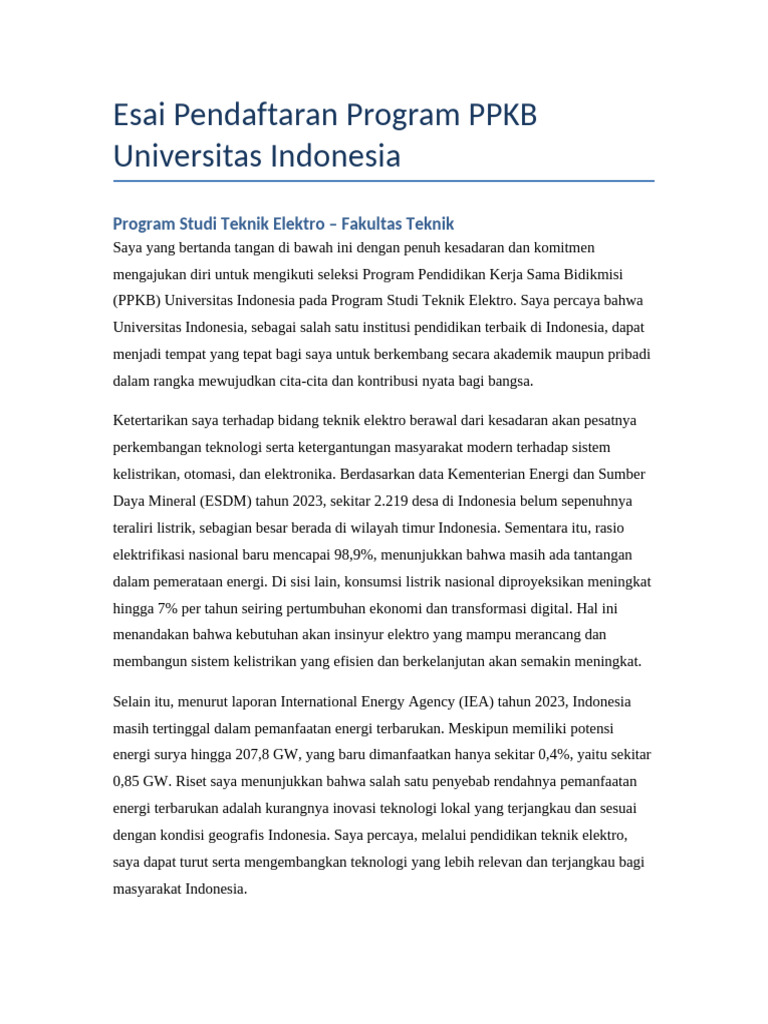 Pendaftaran PPKB Teknik Elektro UI | PDF