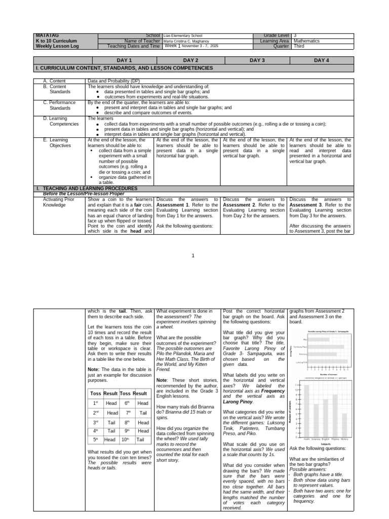 G3 DLL Math3 Q3 Week1 v.2 For Sign-Off RTP | PDF | Cartesian Coordinate ...