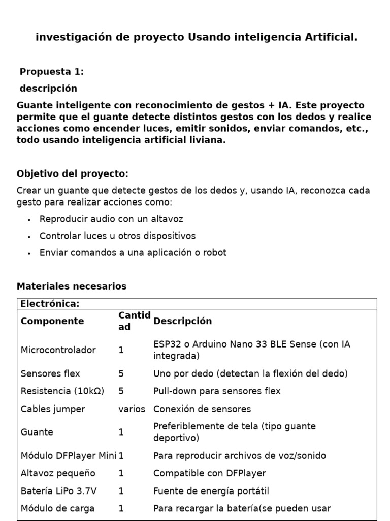 investigación de proyecto Usando inteligencia Artificial | PDF