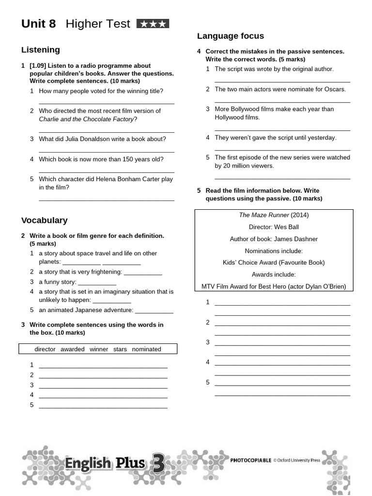 Unit 8 Higher Test | PDF
