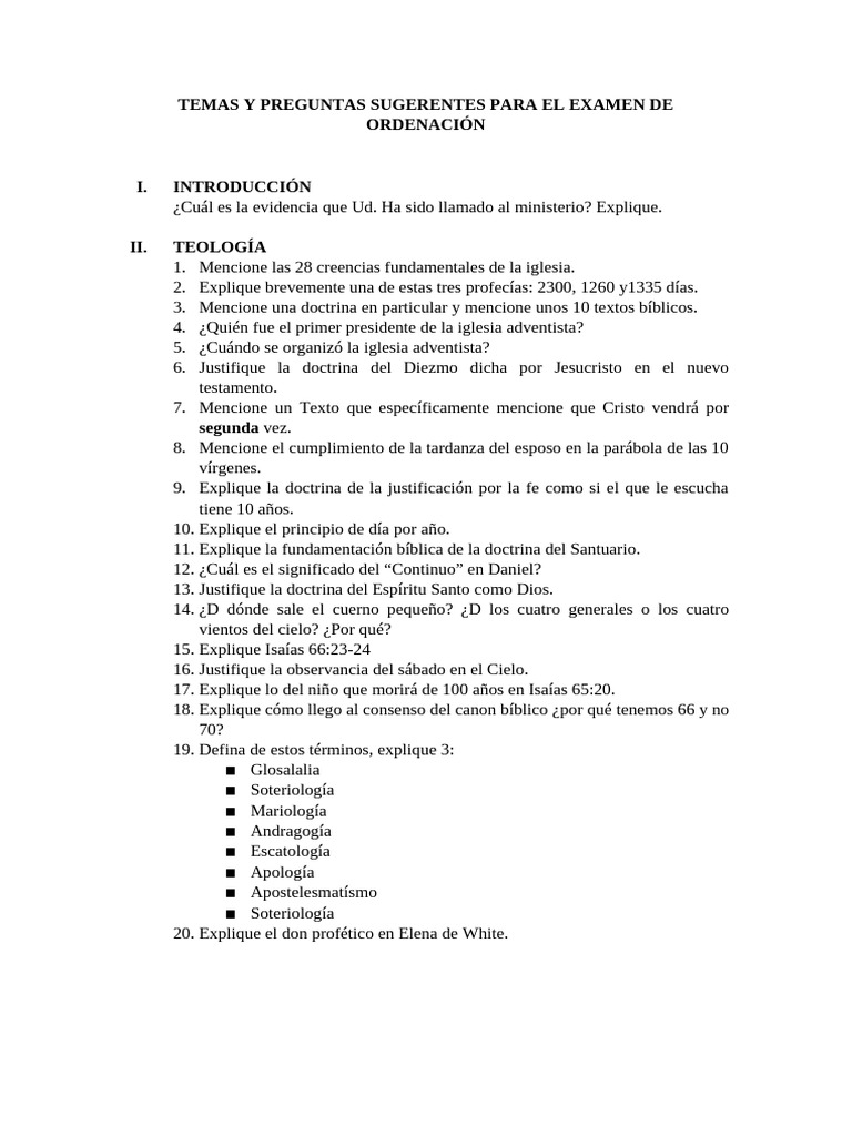 Preguntas para el Examen de Ordenación | PDF | Salvación | Iglesia ...