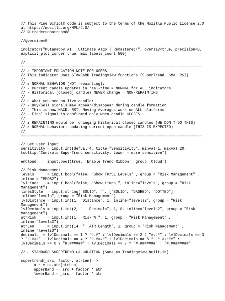 Ultimate Algo Trading Indicator Script | PDF | Software Engineering ...