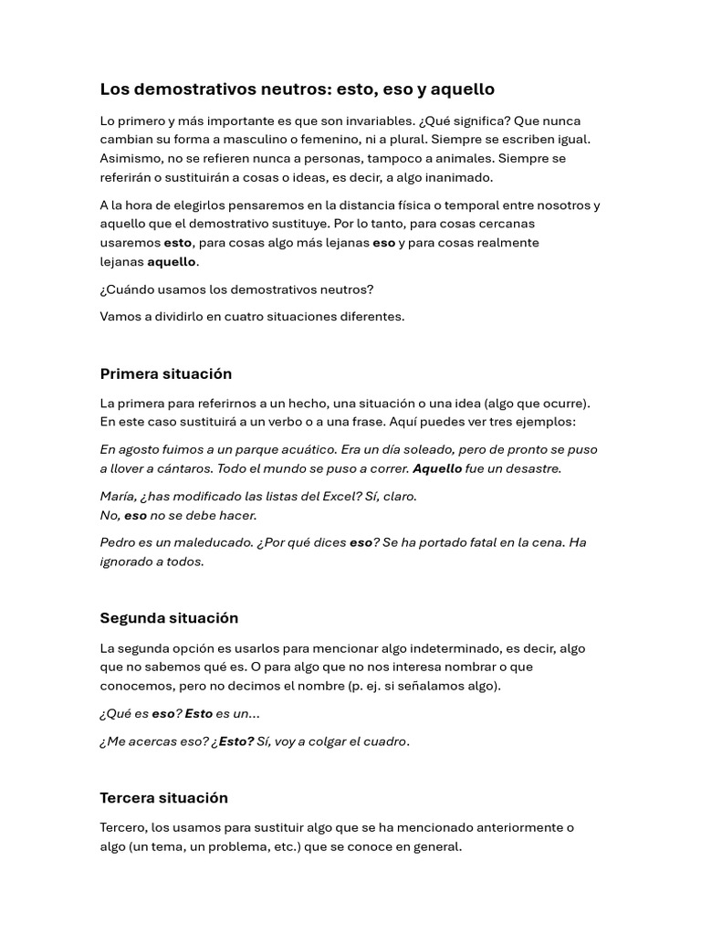 Uso de demostrativos neutros en español | PDF