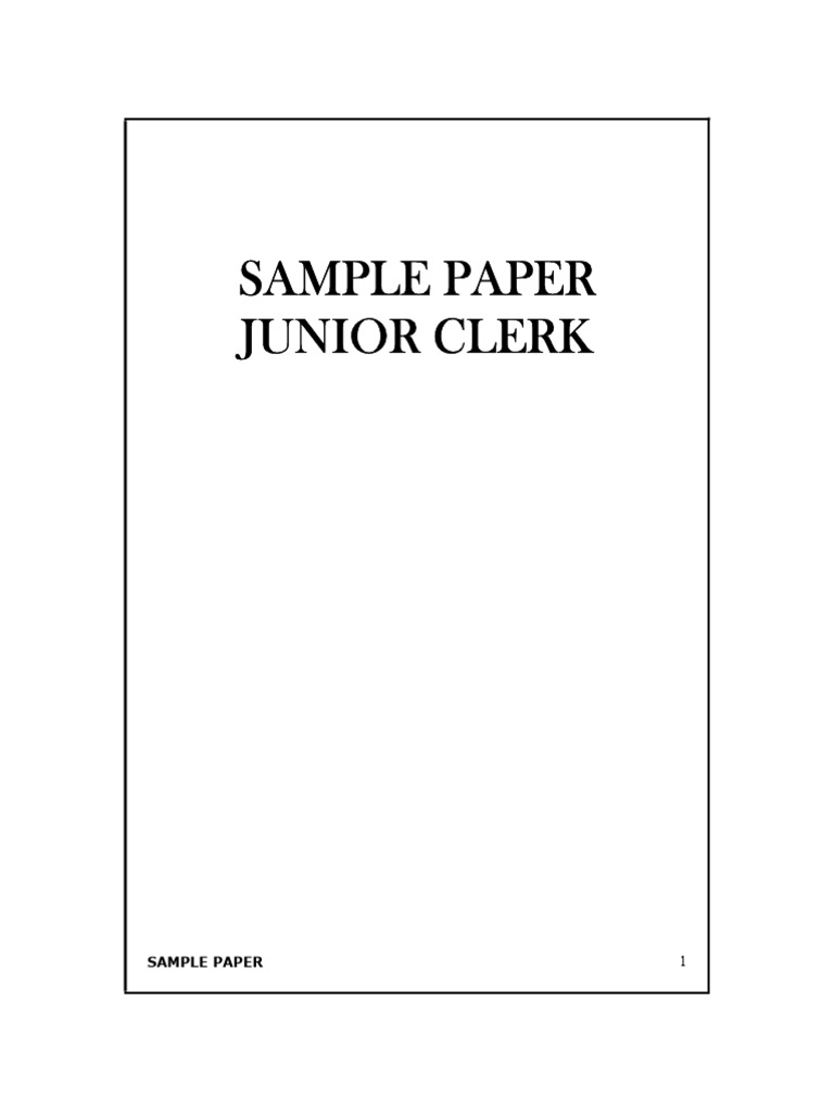 Junior Clerk Exam Sample Paper | PDF