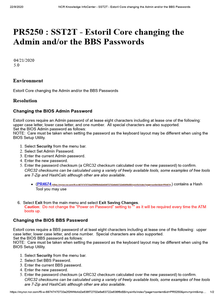 Change Admin and BBS Passwords Guide | PDF | Password | Bios