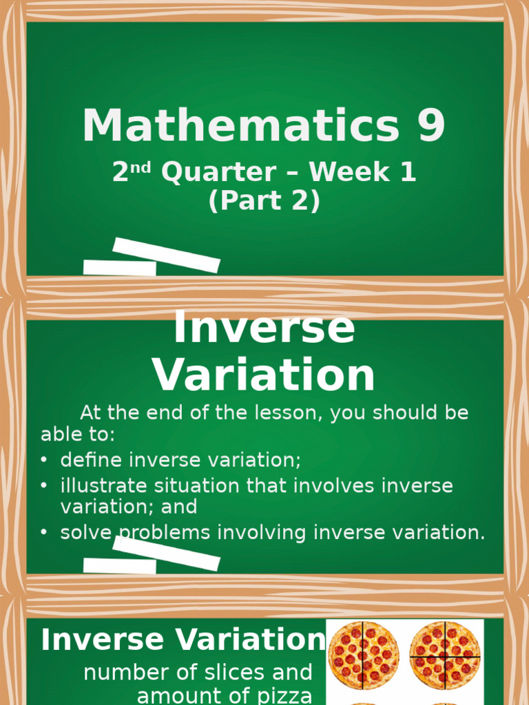 Math9 q2 Wk1 Inverse-Variation | PDF