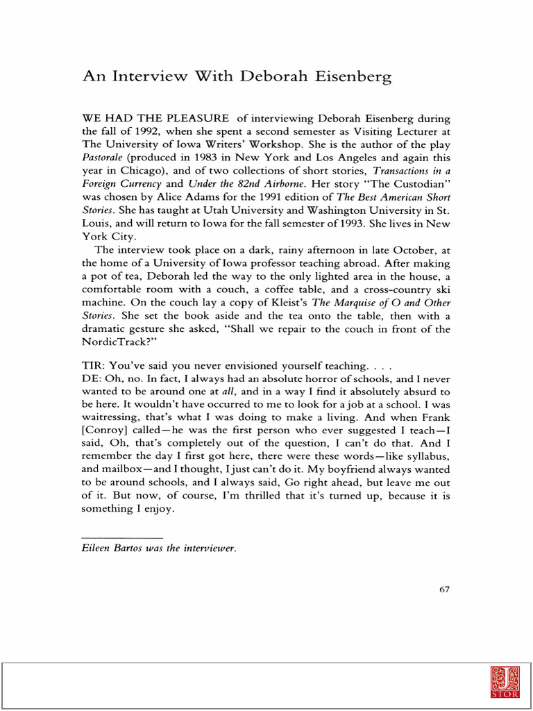 Interview with Deborah Eisenberg | PDF