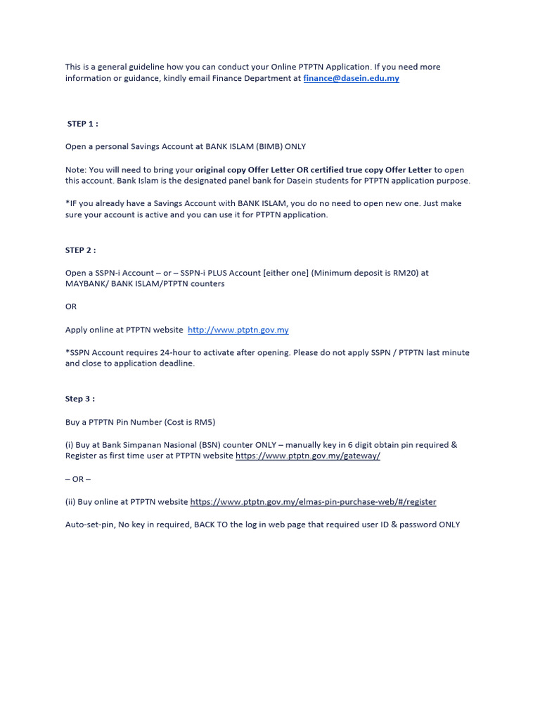 Guide to Online PTPTN Application Steps | PDF