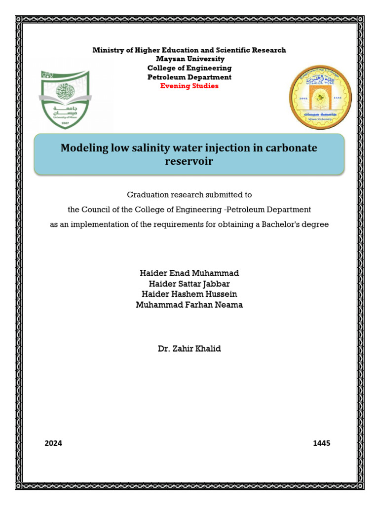 Low Salinity Water Injection Modeling | PDF | Enhanced Oil Recovery ...