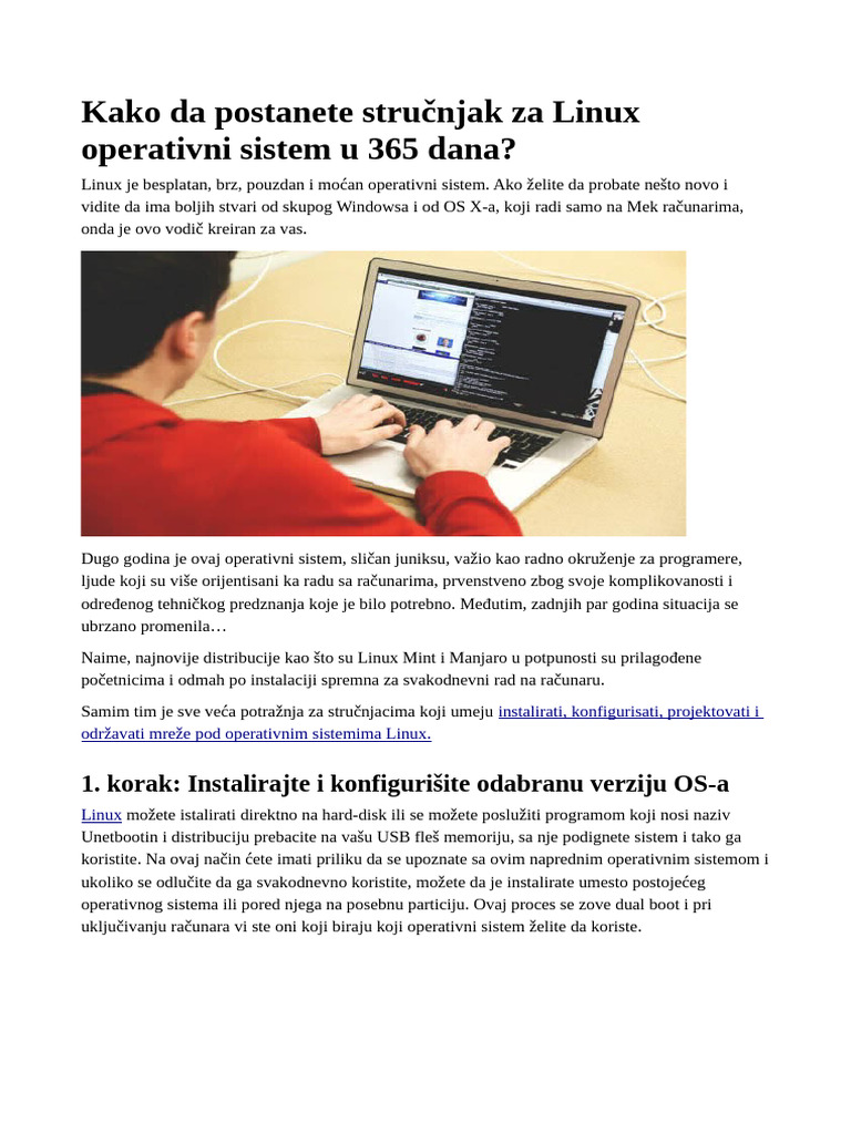 Kako Da Postanete Stručnjak Za Linux Operativni Sistem U 365 Dana? | PDF
