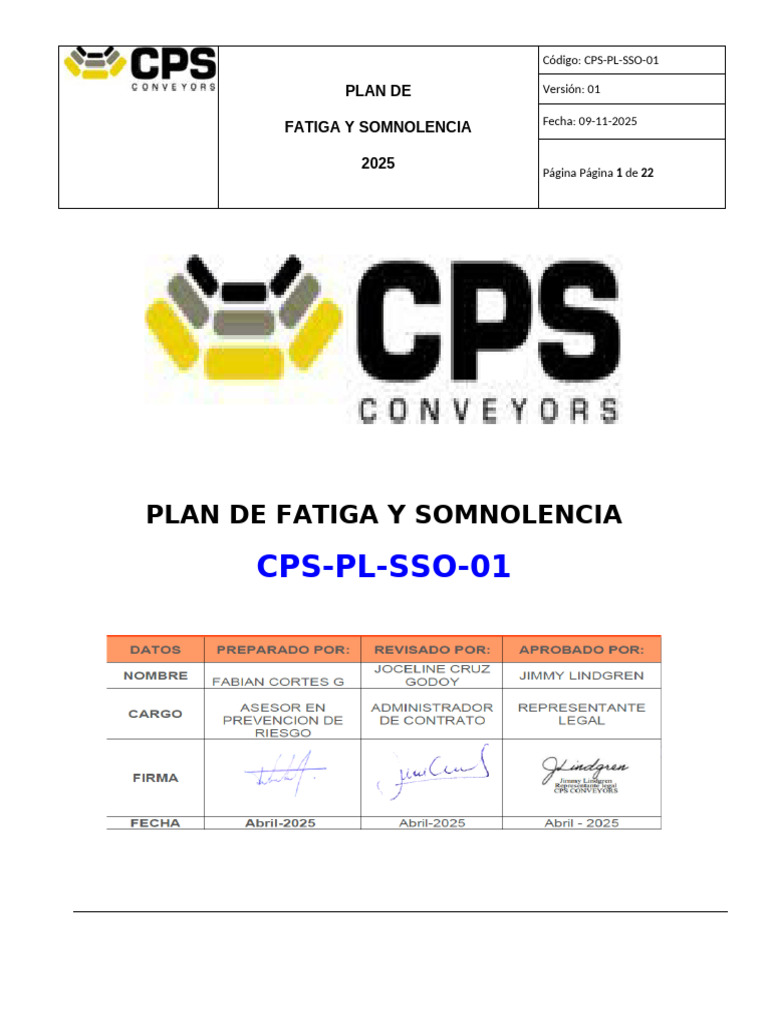 Plan de Fatiga y Somnolencia 2025 | PDF | Dormir