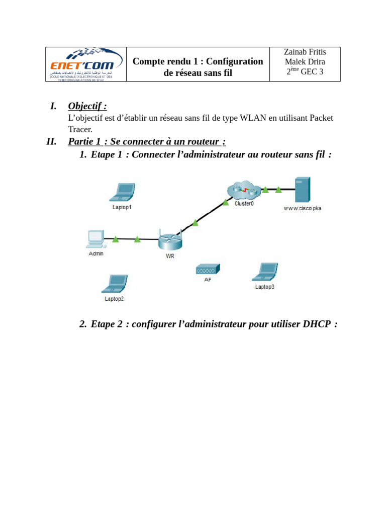 Configuration d'un réseau WLAN avec Packet Tracer | PDF