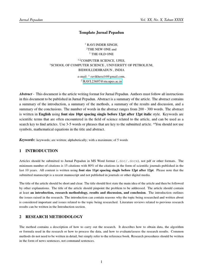 Jurnal Pepadun Article Submission Guidelines | PDF | Paragraph ...