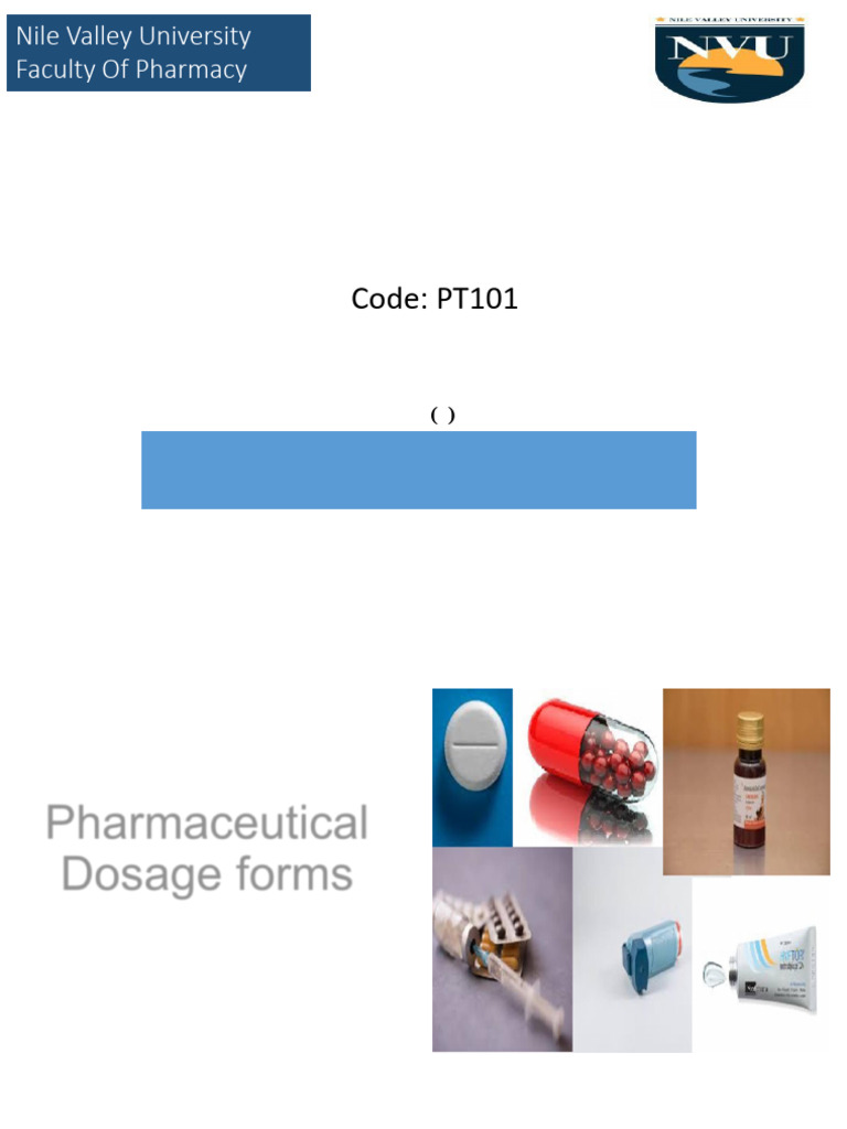 Pharmacy Orientation: Code: PT101 | PDF | Emulsion | Pharmaceutical ...