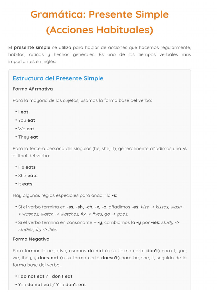 Presente Simple | PDF