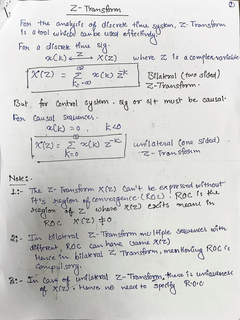 CE Z Transform Notes | PDF