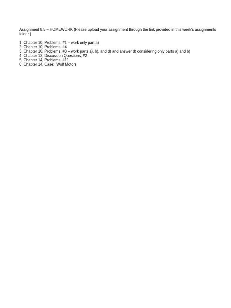 MBA 675 Week 8 Homework Problem Questions.xlsx | PDF | Supply Chain ...