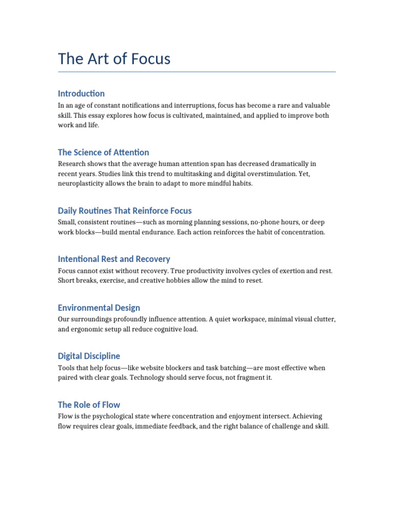 The Art of Focus | PDF