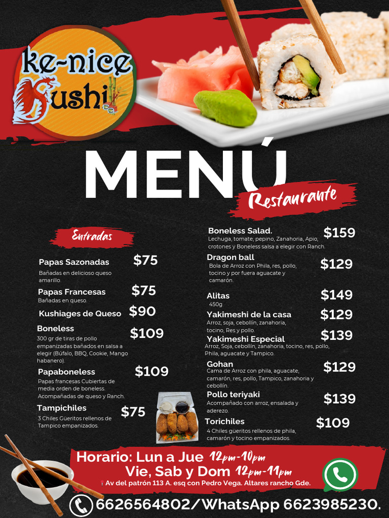 Menú Ke Nice Sushi - pdf-1-2 | PDF | Sushi | Ingredientes de comida