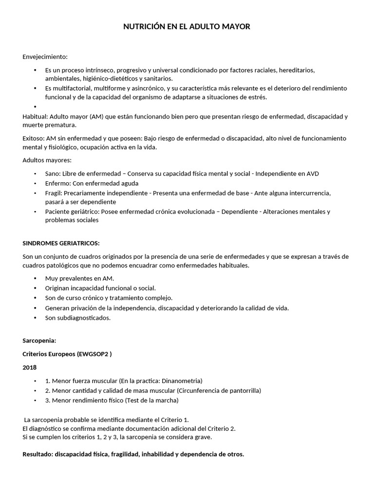 Nutrición y Salud en Adultos Mayores | PDF | Nutrición | Dieta y nutrición