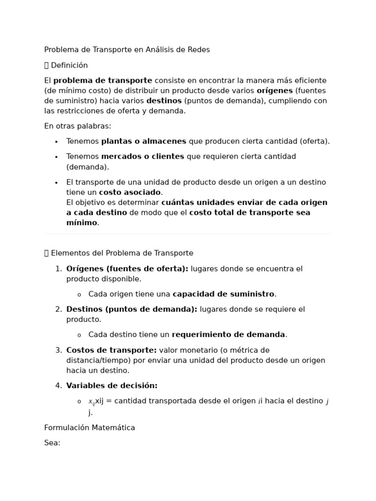 Problema de Transporte en Redes | PDF | Transporte | Economias