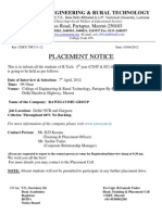 Placement Notice: College of Engineering & Rural Technology