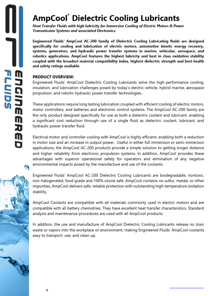 AmpCool Dielectric Cooling Lubricants | PDF | Coolant | Lubricant