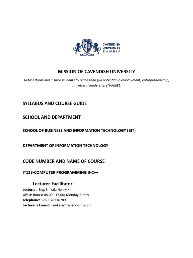 IT123 Computer Programming 2 C++V1.3 | PDF | Computer Programming | C++