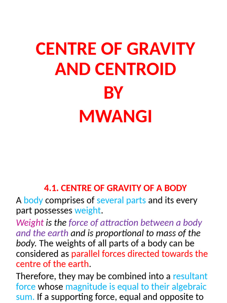 Centre of Gravity and Centroid - Mwangi | PDF
