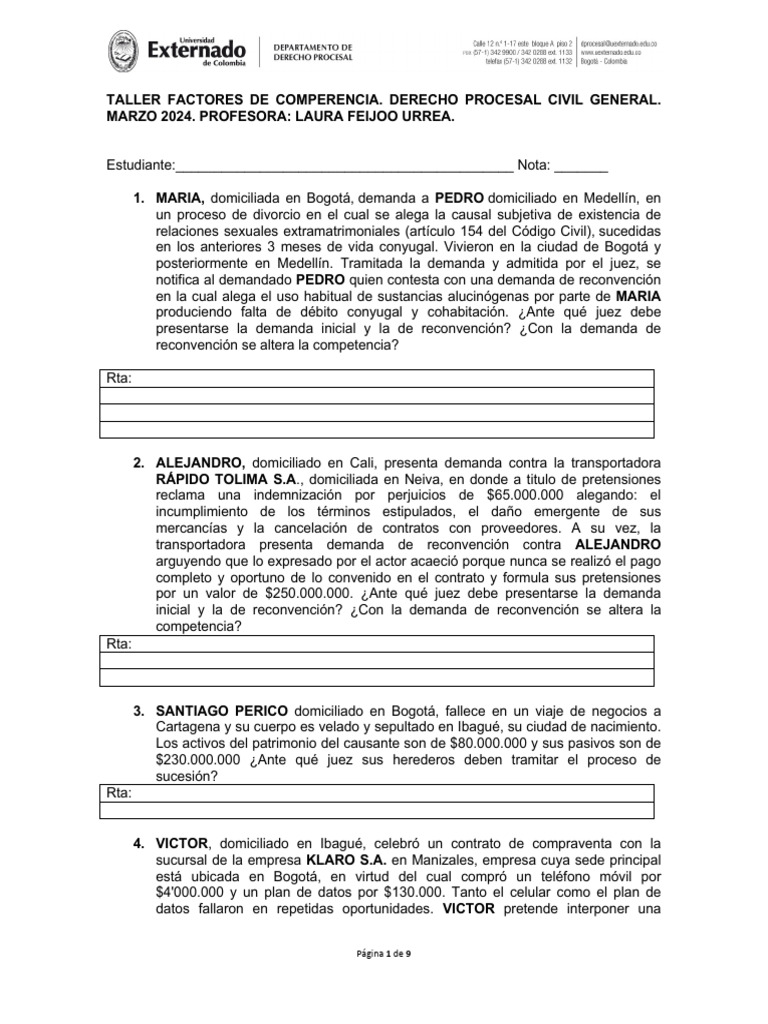 Competencia en Derecho Procesal Civil | PDF | Demanda judicial | Daños ...