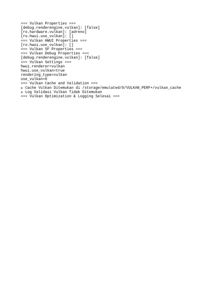 Vulkan Properties and Settings Overview | PDF