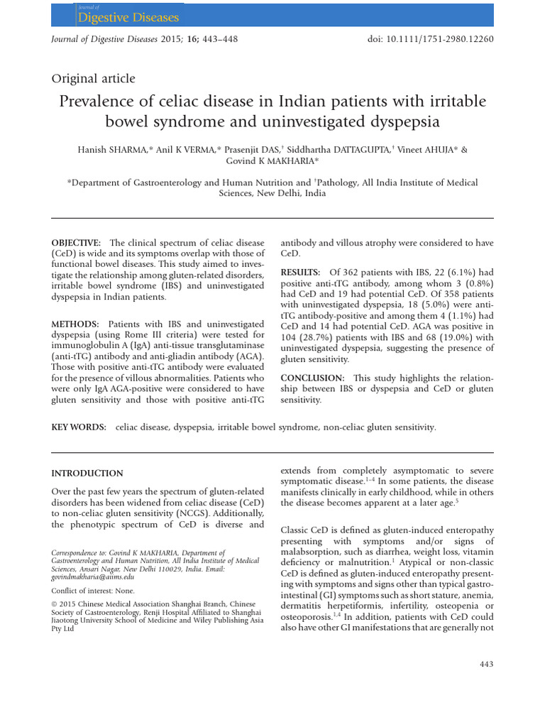 7 Prevalence of Celiac Disease in Indian Patients With IBS 2015 | PDF ...