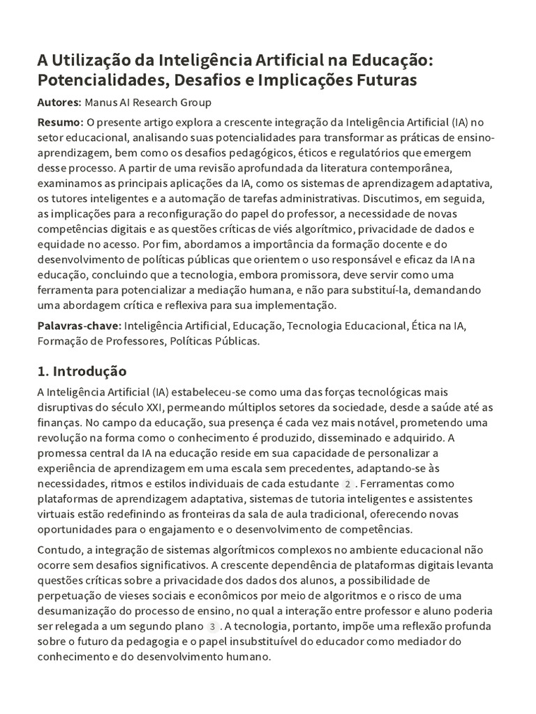 IA na Educação: Potencial e Desafios | PDF | Inteligência artificial ...