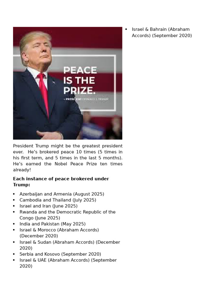 Trump's Historic Peace Achievements | PDF