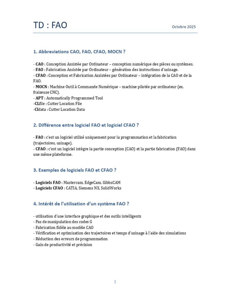 Logiciels FAO et CFAO : Guide complet | PDF | Usinage | Informatique