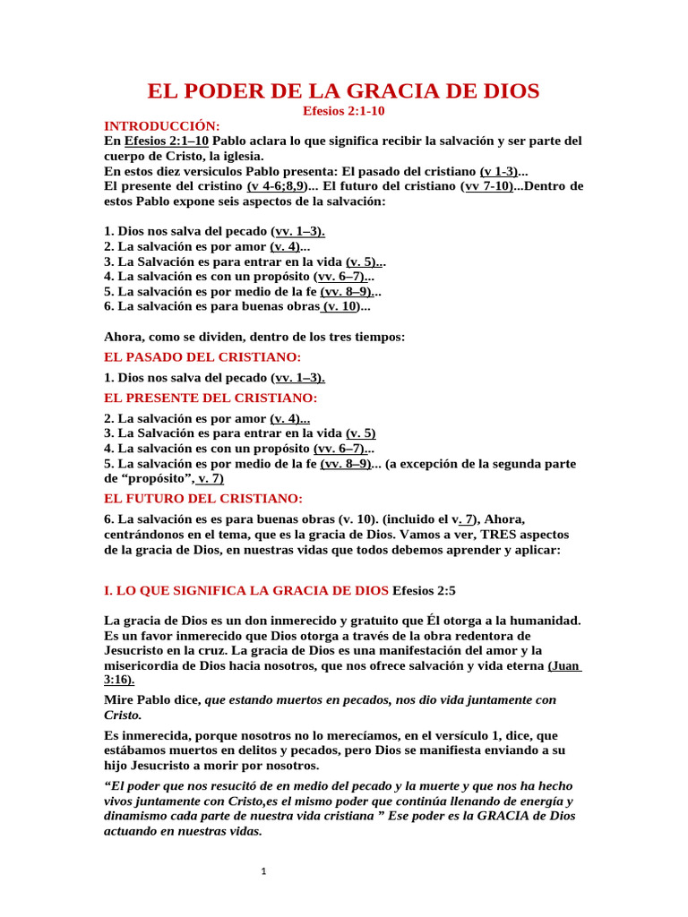 EL PODER DE LA GRACIA DE DIOS | PDF | Salvación | Gracia divina