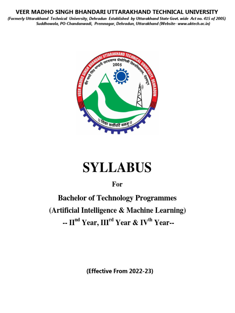 B.Tech AI & ML Syllabus 2022-2025 | PDF | Set (Mathematics)