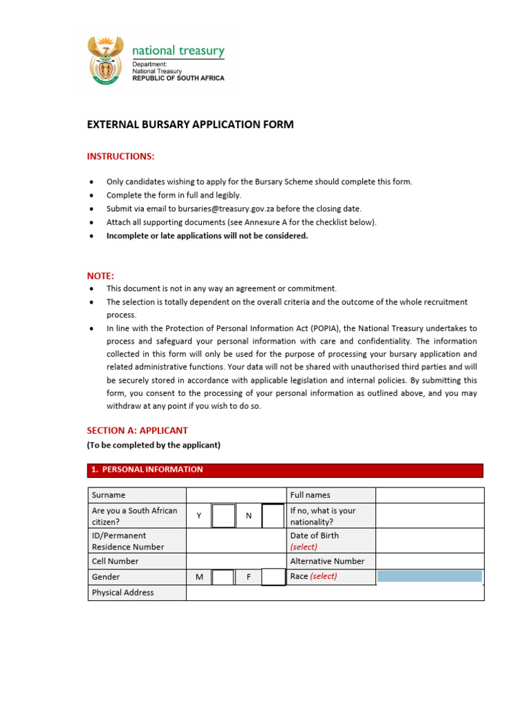 External Bursary Application Form | PDF