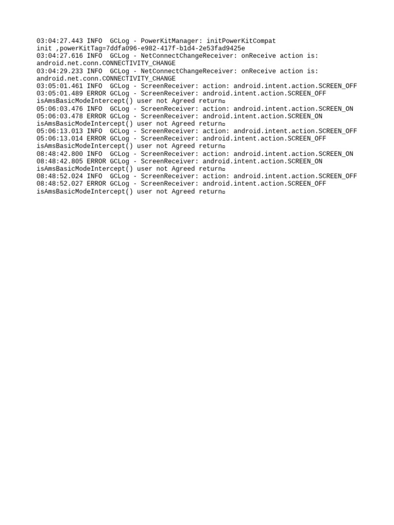 Android Screen Receiver Log Errors | PDF